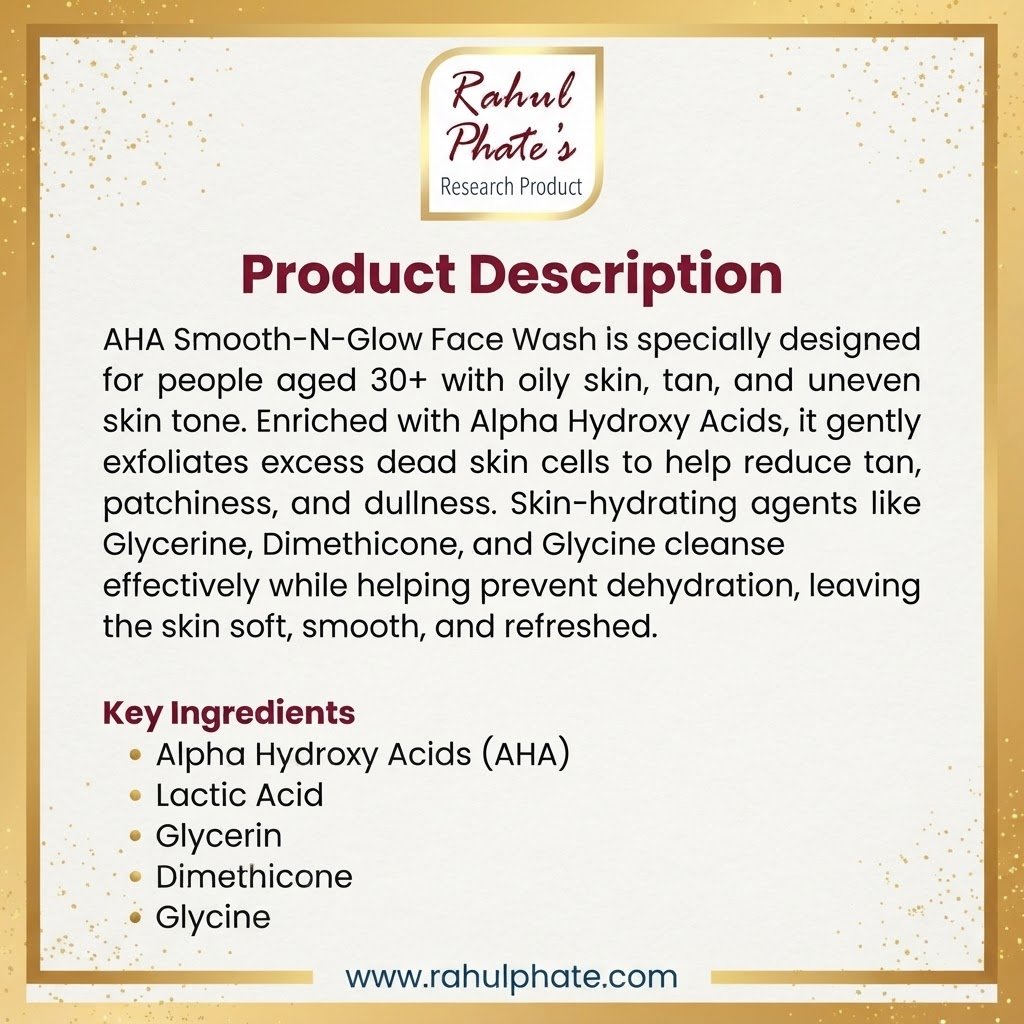 AHA Smooth-N-Glow Face Wash – For Oily & Mature Skin (30+) 100ml - Image 5